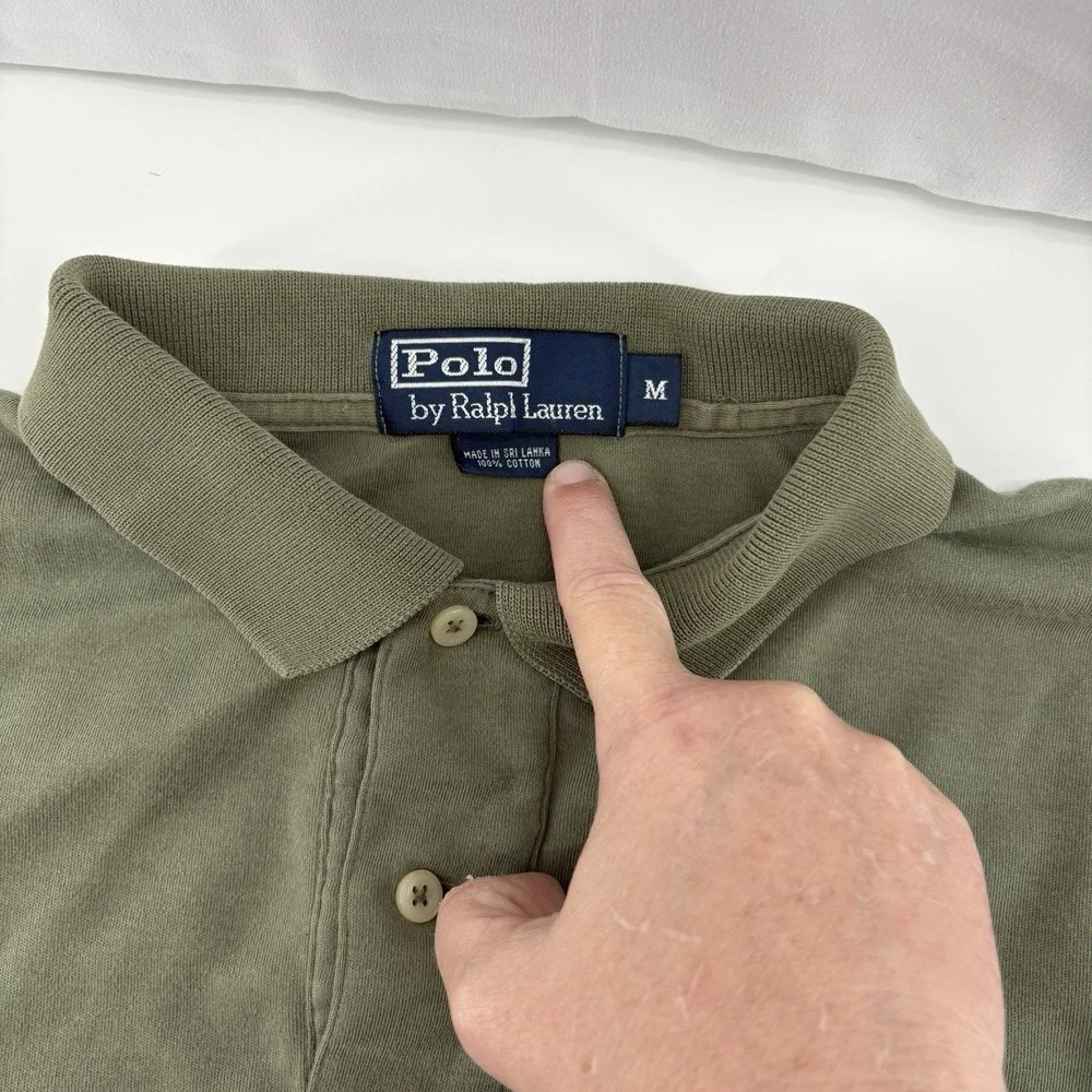 Polo Ralph Lauren Men's Olive Green Polo Shirt Size Medium With Orange Pony
